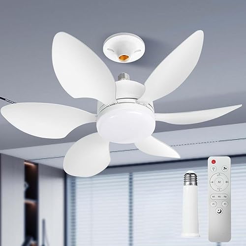 FIBRAVE Ceiling Fan Light, Fan Lights with Remote Control, Stepless Dimmable 30W 1800 Lumens 3000-6500K 3-Color 3-Speed, 20'' Small Ceiling Fan with Light for Bedroom, Kitchen, Bathroom(White Pro)