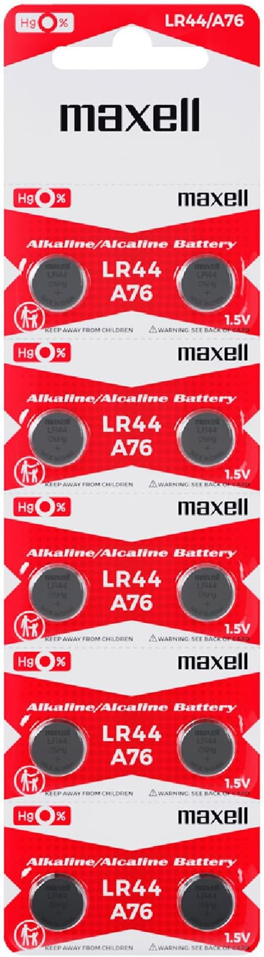 10 x MAXELL AG13 LR44 A76 1.5V Alkaline Batteries