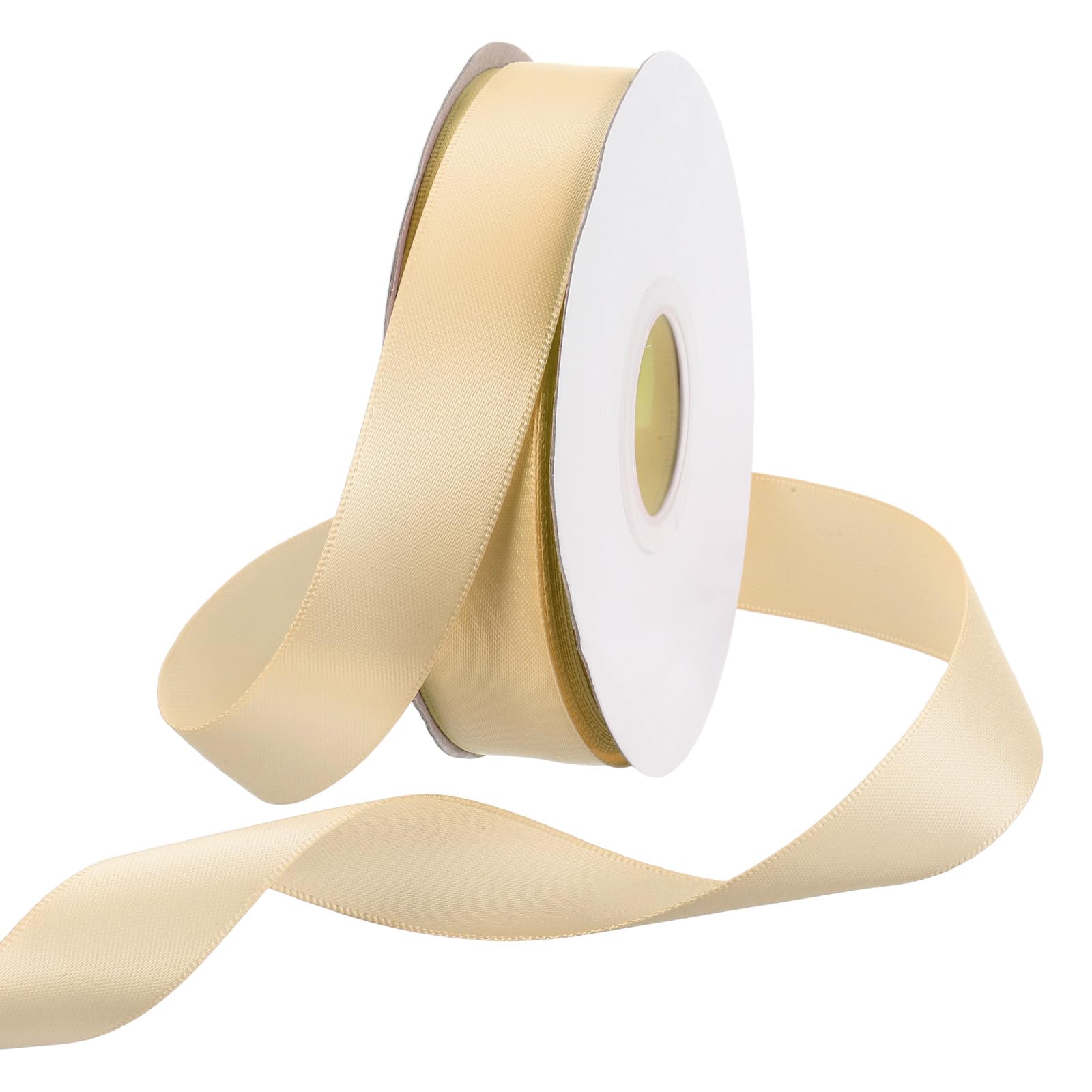 Rebower 20mm Satin Ribbon 23m Thick Double Face Grosgrain Silk Ribbon, [for Gift Wrapping, Hair Bows, Wedding, Cake, Flower] - 25 Yard/75ft/ Champagne