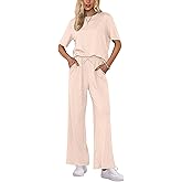 Ekouaer Lounge Sets for Women 2 Piece Mock Neck Pajamas Short Sleeve Pj Tops Long Pants with Pockets