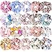 Jastella 50 Pcs Chiffon Hair Elastic ties Including 20 Assorted Chiffon Flowers Scrunchies 30 Braided Elastic Thick Hair Bands Scrunchy Hair Bow Ties Ropes Scrunchie for Women Girls Hair Accessories