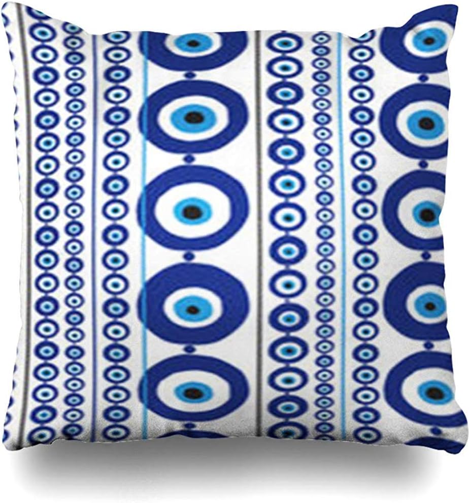 Throw Pillow Covers Glassware Evil Eye Positive Amulet Nazar White Luck Home Decor Sofa Pillowcase 45 X 45 cm(18X18 in) Cushion Cases