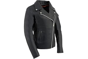 Milwaukee Leather LKL2710 Women's Classic Black Braided Motorcycle Jacket with Studded Back - X-Small