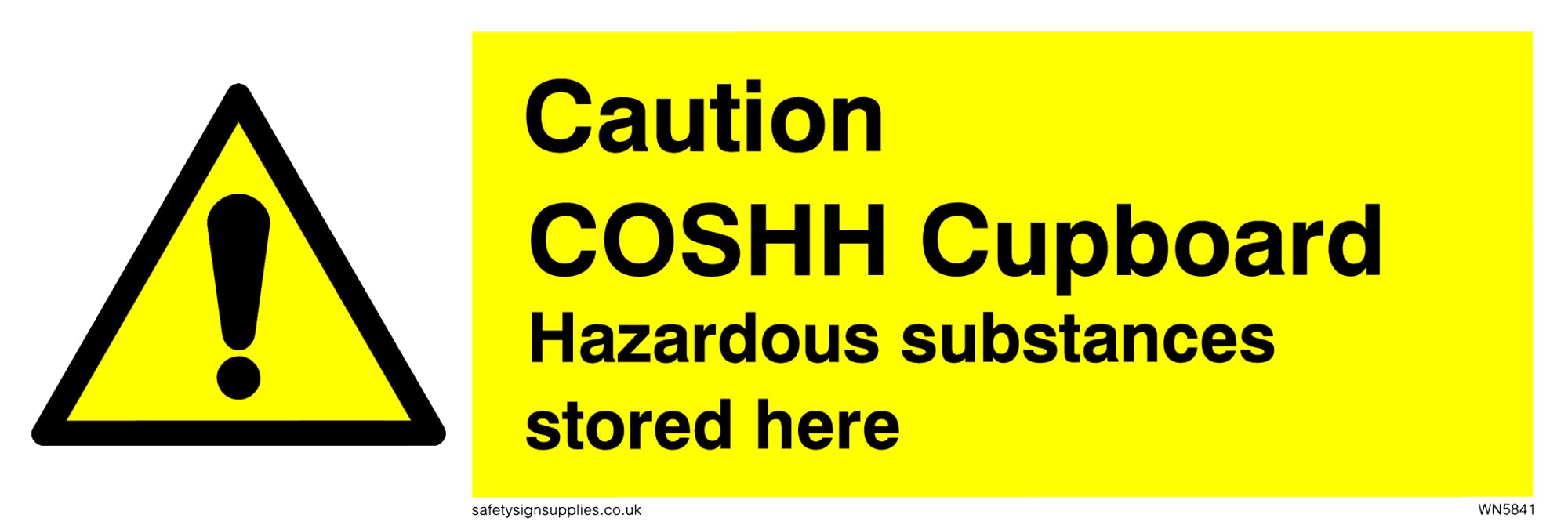 Pack of five - Caution COSHH CUPBOARD Sign - 150x50mm - L15