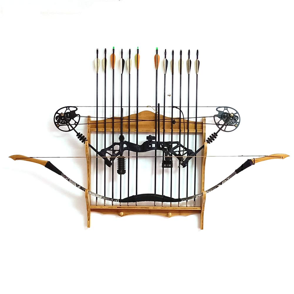 AFexm Weapon Storage Rack Bamboo 2 Bow 12 Arrow Prevent scratching Display Holder Bow Arrow Wall Mount,2Tier