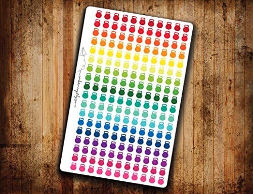 Workout Planner Sticker Kettle Bell Weightloss Rainbow Icon Die Cut Removable and Repositionable Vinyl Stickers For A5 Planners Filofax Kikki K and More