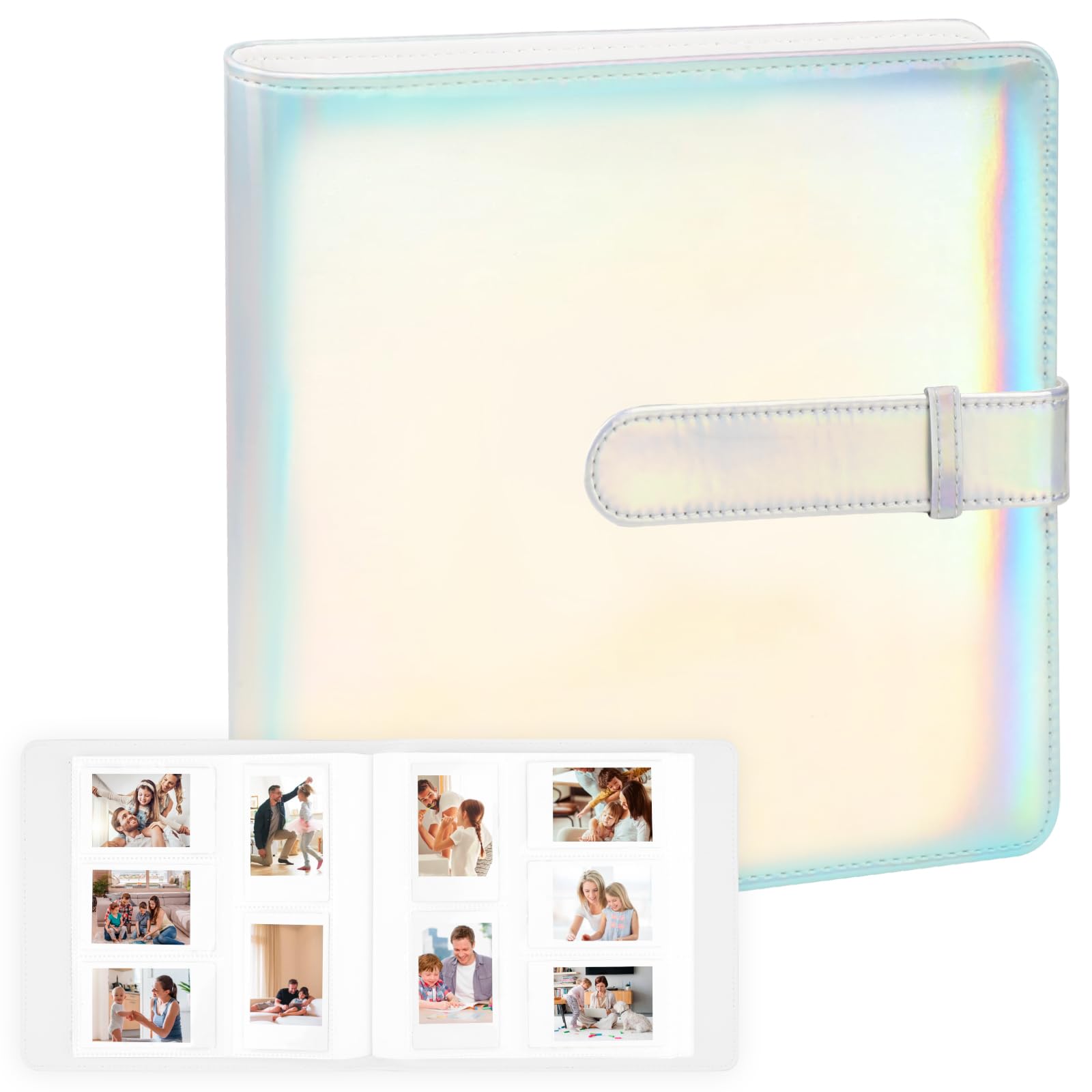 360 Pocket Photo Album for Fujifilm Instax Mini 12 11 9 8+ 8 7s 90 40 EVO Instant Camera, Fits Polaroid Snap/PIC-300/Z2300/ SocialMatic Cameras & Zip Printers (Magic Silver)