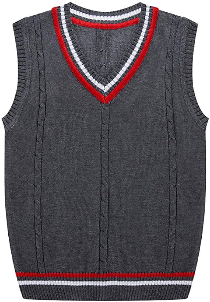 Suéter sin Mangas Gris Oscuro Fino Color Puro para Negocios y Ocio