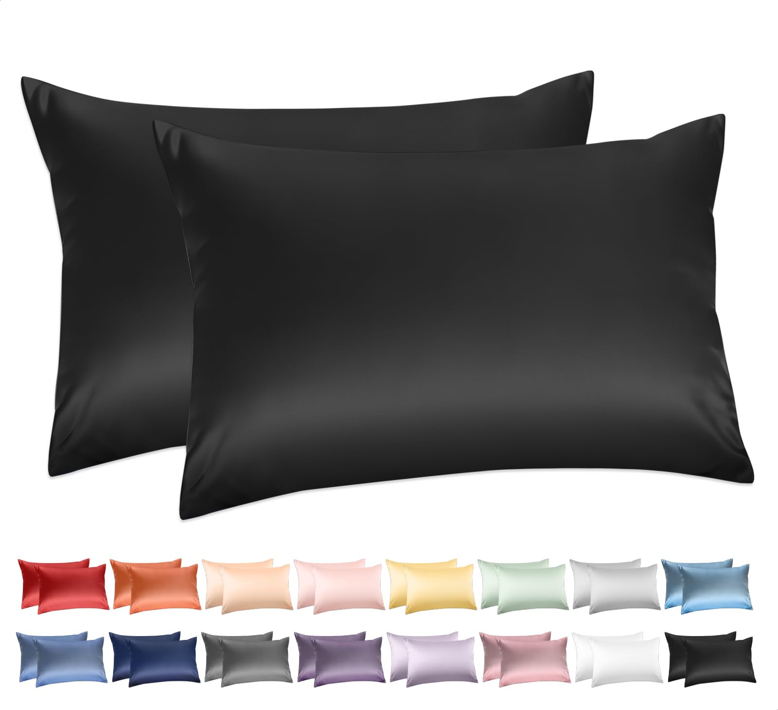 Photo 1 of 100% Cotton Standard Pillowcases Set of 2, Deep Dream 600 Thread Count Pillow Cases, 20x26 Inches, Super Soft and Breathable Envelope Closure (Black)