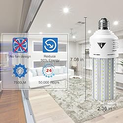 2 Pack 500W Equivalent LED Light Bulb 7500 Lumen