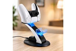 Base Carregadora Dupla para Controle Compativel com PS5 com LED e Proteção | Carrega até dois controles DualSense simultaneamente.