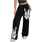 SOLY HUX Women's Y2k Sweatpants Drawstring Waist Wide Leg Gothic Grunge Pants Streetwear