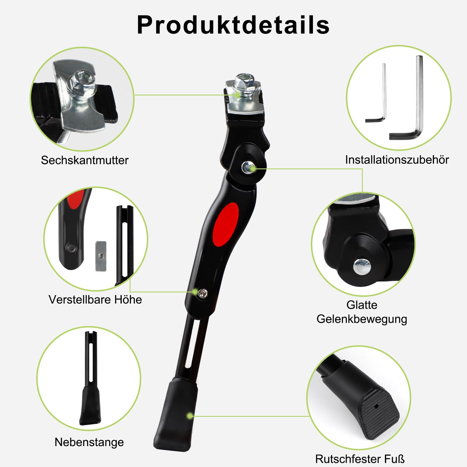 DEWEL Fahrradständer für 16-20 Zoll, Höhenverstellbar 4cm, Aluminiumlegierung Mittelhalterung, Rutschfest丨Stabil, fahrradständer kinderfahrrad für Mountainbike Rennrad Sportfahrrad 5