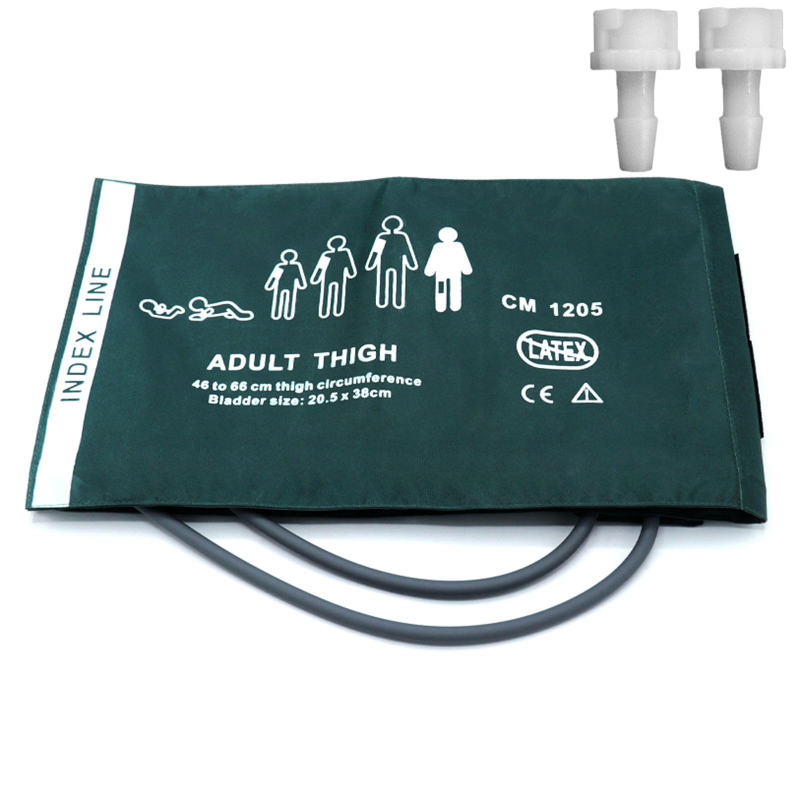 NIBP Cuff with BP18 Connectors for Adult Thigh, 46-66 cm Reusable Dual Tube Nylon Replacement BP Cuff with Inner Airbag for Blood Pressure Monitor Machine