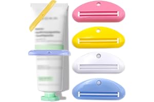 EYBDYB 4PCS Toothpaste Tube Squeezer – Plastic Toothpaste Dispenser & Holder for Bathroom – Hanging Clip Design for Toothpaste, Cream, Cosmetics & Paint – Reusable & Space-Saving (Colorful)