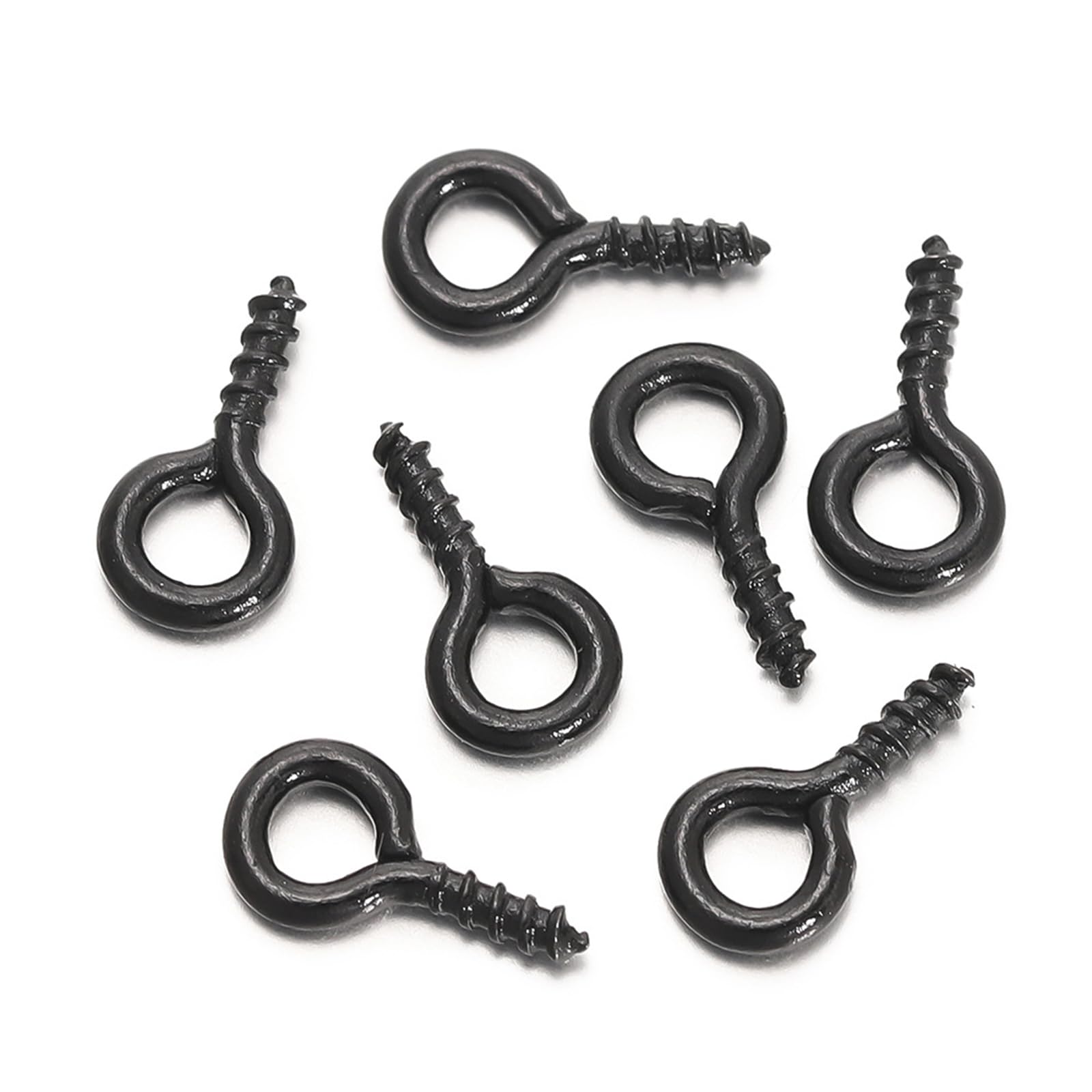 1 Pack Eye Bolts Screw,(About 100PCS),Metal Goat's Eye Screws,5 * 10mm Chrome Plated Eye Bolts,Mini Screw Eye Pin For for DIY Jewellery Making Black