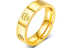 AmorArtSky Love Ring 18k Gold Silver Rings ：Friendship Ring With Screw Design Inlay Cubic Zirconia Stainless Steel Wedding Promise Bands Jewelry Mother's Day Birthday Gifts for Women, Size 6-10