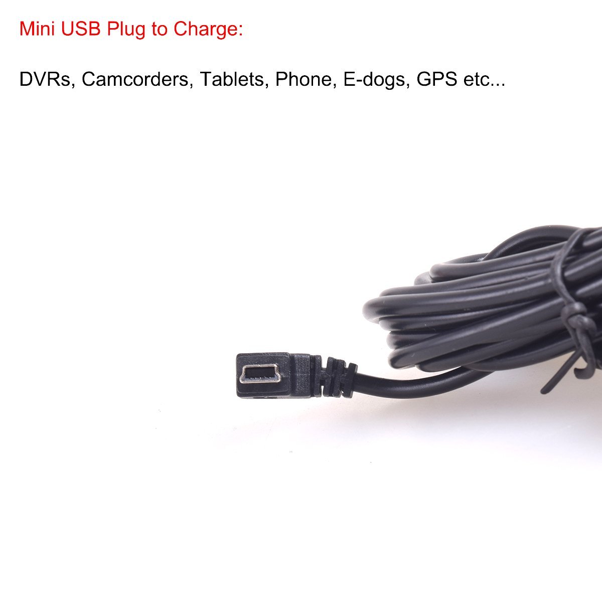 12-24V OBDII Charging Cable Micro USB Power Adapter 3M/11.5FT Wire