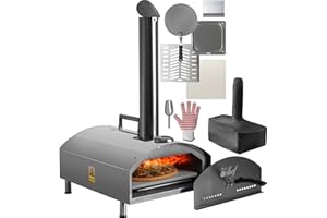 Deco Chef Outdoor Pizza Oven with 2-in-1 Pizza and Grill Oven Functionality, 13" Pizza Stone, Portable 3-Layer Stainless Steel Construction, Pizza Peel, Dough Scraper, Scoop, Slotted Grill