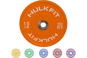 HulkFit 2-inch Sport Series Olympic Style Rubber Bumper Weight Plate for Barbell and Plate Only Weightlifting Strength Training with Shock Absorbing Low Bounce Technology - Black & Multicolor