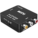 RCA to HDMI, GANA 1080P Mini RCA Composite CVBS AV to HDMI Video Audio Converter Adapter Supporting PAL/NTSC with USB Charge 