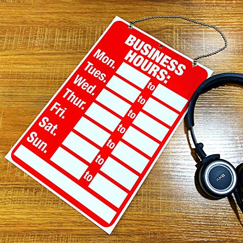 Business Hours Sign, Push Pull Door Signs Kit - Vinyl Number Letter Stickers & 2 Self Adhesive Hooks Included, Ideal Signs Set for Any Business Store Shop Bar Window Office
