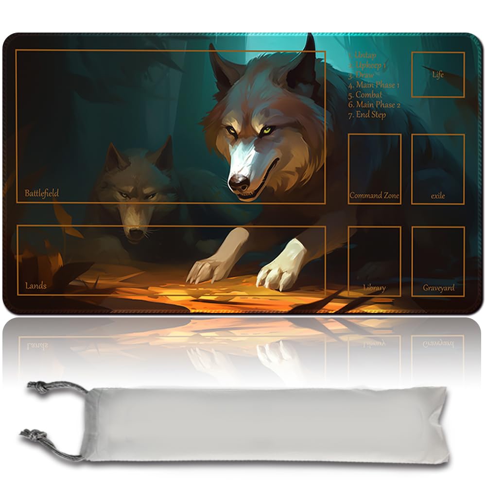 Board Game MTG Playmat + Free Waterproof Bag, Stitched Edges, Smooth Rubber Surface, MTG PlayMat with Zones (An Original Angel of Flight Alabaster Playmat) (FEROCIOUS PUP)