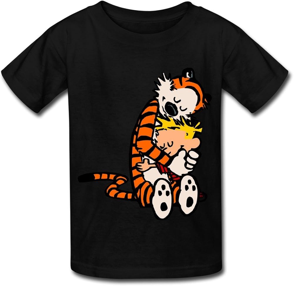 Kids Boys Girls T Shirt Thomas Calvin And Hobbes Tiger Anime Black Size M