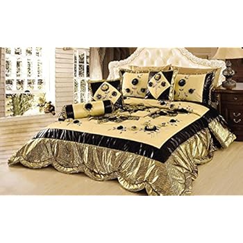 Amazon.com: Chezmoi Collection 7-piece Black Gold Red