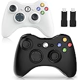 for Xbox 360 Controller, PC Wireless Gamepad with Ergonomic Grip/Upgraded No Drift Joystick/for Xbox 360 & Slim,Windows 11/10 (2 Pack, 2.4G Black)