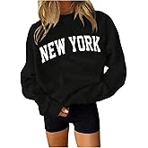 SweatyRocks Oversized Sweatshirt for Women Crewneck Long Sleeve Letter Print Pullover Fleece Tops