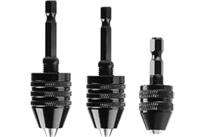 TopBine 3 Pcs Keyless Drill Chuck Bit 1/4 Inch Hex Shank Keyless Drill Chuck Conversion Tool,0.3-3.6mm&0.3-6.5mm&0.8-8mm Quic