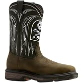 Ariat Men's Graphic Western Work Boot - Coffee Brown, Waterproof, Skull & Bolts Design, ATS Max Technology, Duratread Sole, Carbon Toe, Ariat