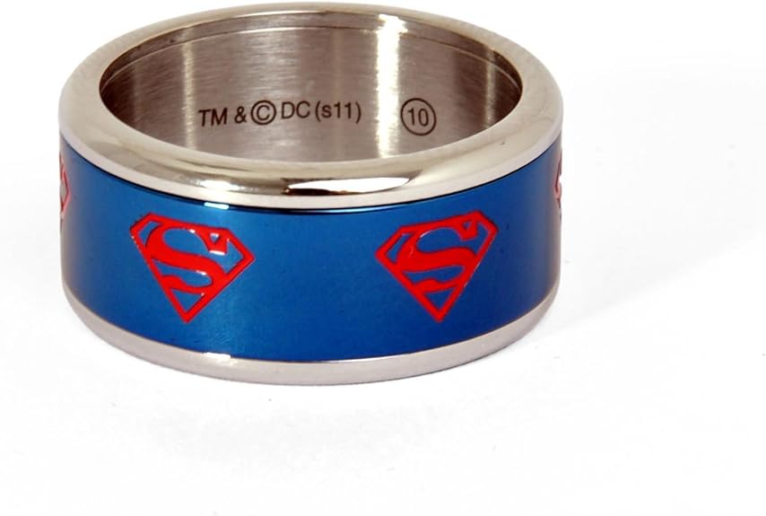 Superman DC Comics Jewellery Stainless Steel, Blue, Rotating Outer