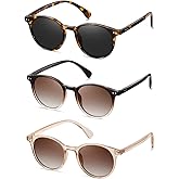 NCLLCE Small Round Polarized Sunglasses for Women Classic Vintage Style UV400 Protection(3 Pack)