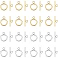 UNICRAFTALE 30 Sets 2 Colors Toggle Clasps 304 Stainless Steel Ring Toggle Connectors Golden & Stainless Steel Color IQ Toggle Clasps & Tbar Clasps for DIY Necklace Bracelet Jewelry Making