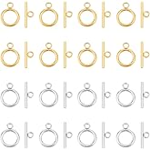 UNICRAFTALE 30 Sets 2 Colors Toggle Clasps 304 Stainless Steel Ring Toggle Connectors Golden & Stainless Steel Color IQ Toggles Clasps & Tbar Clasp for DIY Necklace Bracelet Jewelry Making