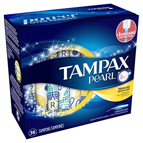 Tampax Pearl Plastic Tampons, Regular Absorbency, Unscented , 36 count