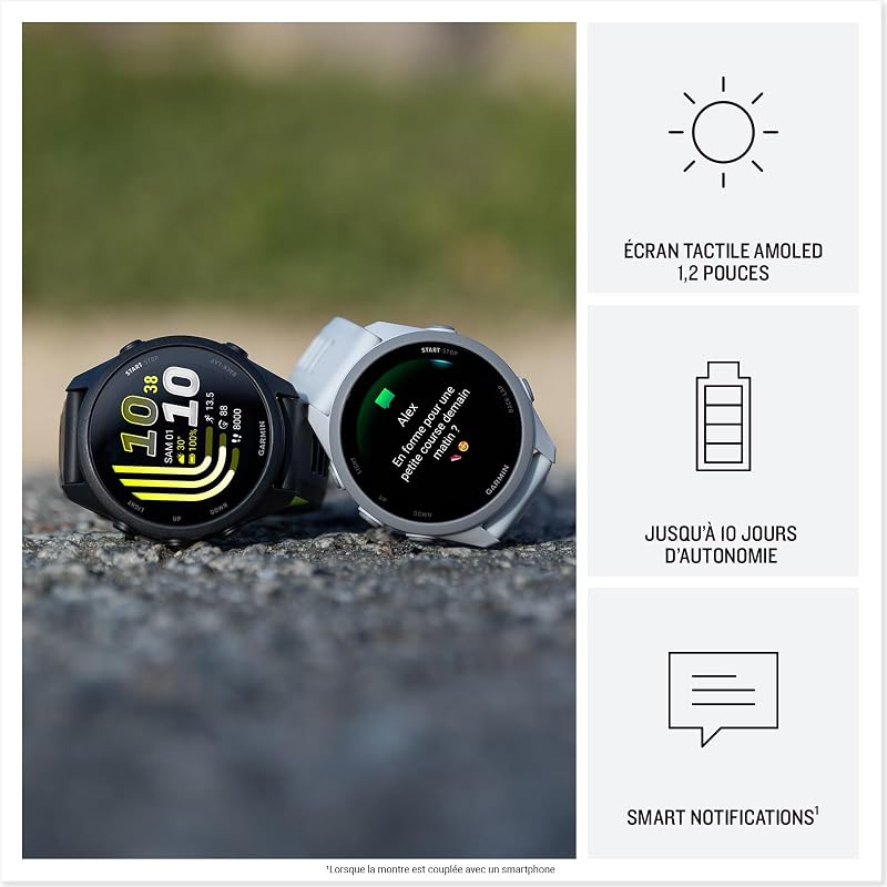 Forerunner 170 - Montres connectées GPS de Running faciles à Utiliser - Blanc - Boîtier 43 mm