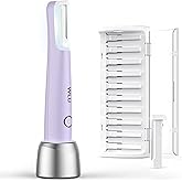 Dermaplane Razor for Women Face, WLU Rechargeable Face Dermaplaning Tool – Peach Fuzz, Facial Hair & Exfoliation Removal, Sonic Technology with LED Light, 3 Speeds & 10 Blades (Purple)