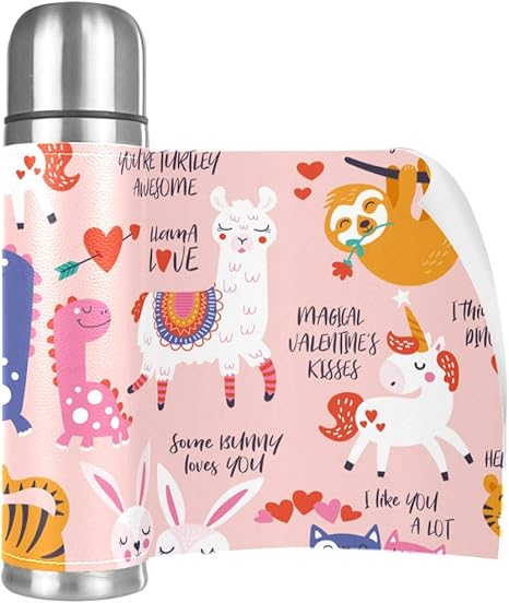 Amazon Carrozza 水筒 蓋付き 魔法瓶 500ml 保温 ボトル 直飲み ウサギ ユニコーン アルパカ 恐竜 動物柄 コップ マグ 真空断熱 ステンレス 学生 レディース メンズ 子供 おしゃれ かわいい 水筒 マグボトル オンライン通販