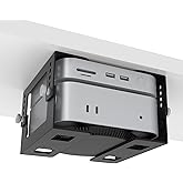 Under Desk Mini PC Mount Bracket &ndash; 5-Level Height Adjustable (1.8" to 3.3"), Width-Adjustable Metal CPU Holder for Mac mini M4/Small PCs ,Includes Screws &amp; Positioning Template for Easy Installation