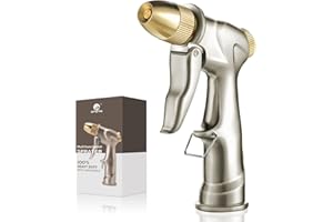 GPENG Garden Hose Nozzle,100% Metal Hose Sprayer, High Pressure Water Hose Nozzle Sprayer with 4 Adjustable Patterns for Watering, Car Washing, Cleaning