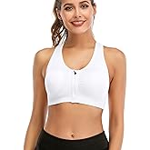 Women's Zip Front Sports Bra Wireless Post-Surgery Bra Active Yoga Sports Bras