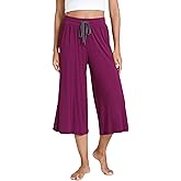 GYS Bamboo Viscose Capri Pants for Women Wide Leg Pajama Lounge Pants with Pockets Comfy Loose Cropped Yoga Pants
