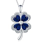 Daixiya Four Leaf Clover Necklace 925 Sterling Silver Shamrock Pendant Necklace Clover Jewelry Gifts for Women
