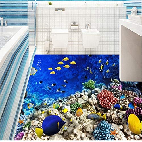 カスタム写真の床の壁紙3d熱帯魚壁画ステッカー浴室子供の寝室pvc摩耗