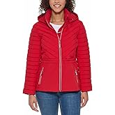 Tommy Hilfiger Women's Puffer Lightweight Hooded Stretch Jacket with Drawstring (Red, XL)