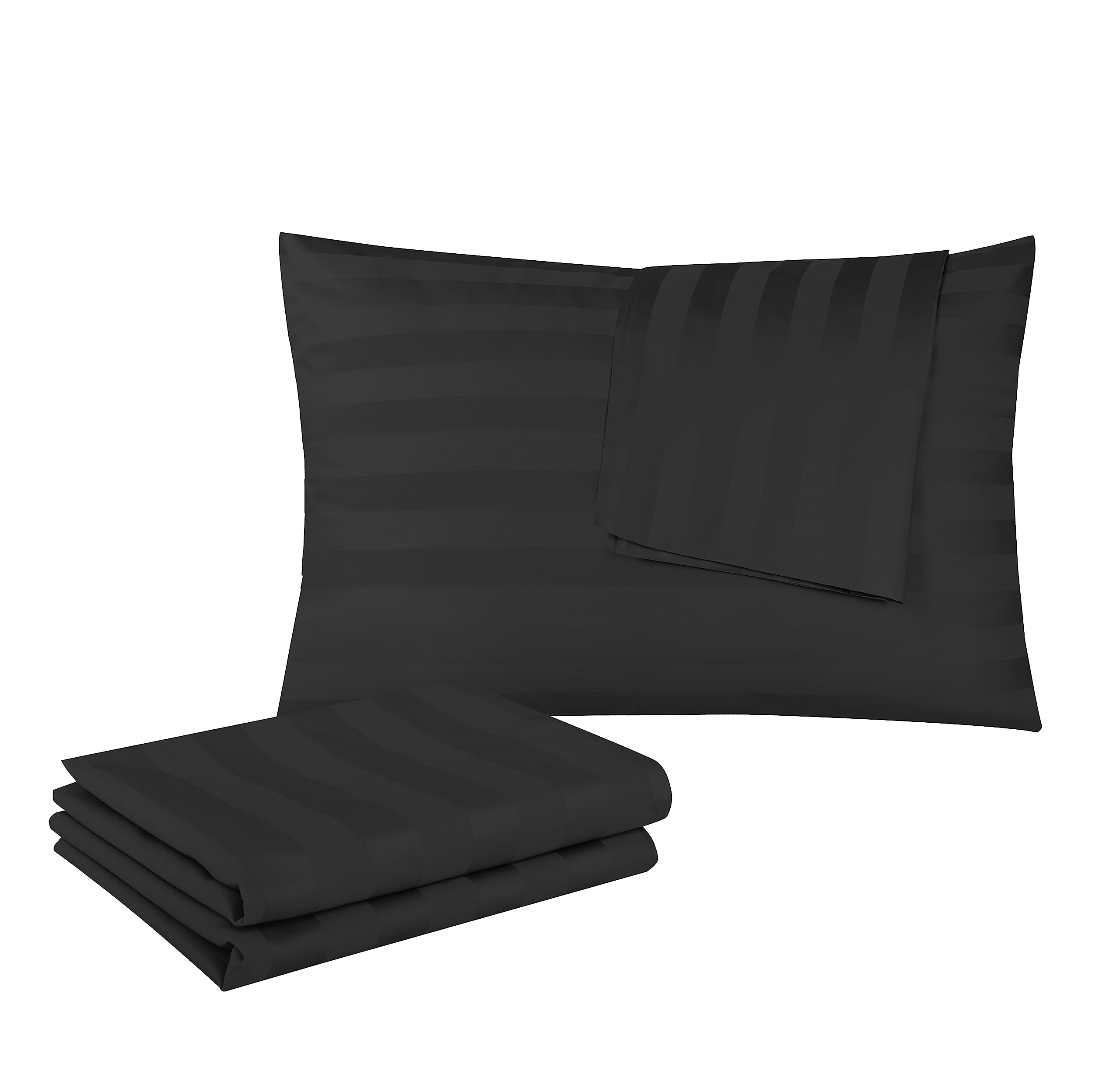 100% Egyptian Cotton Toddler Pillowcases Set of 4, 400 Thread Count Sateen Weave Small Pillow Protectors, Super Soft Breathable Zippered Pillow Covers 13x18 Inches (Stirpe Black, Toddler)