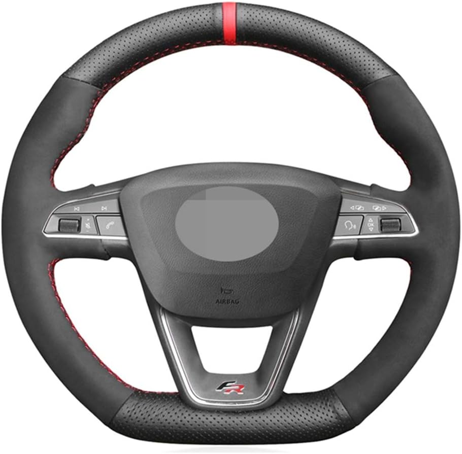 HZHAOWEI Genuine Leather Suede DIY Car Steering Wheel Cover,For Seat Leon Cupra R Leon ST Cupra,For Leon ST Cupra Ateca Cupra Ateca FR
